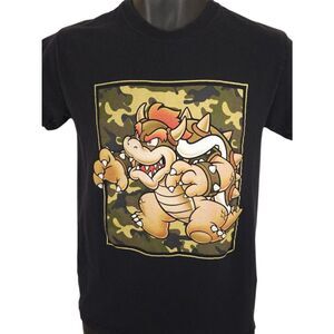 Bowser T Shirt Mens Size Small Black Super Mario Bros Nintendo Video Game